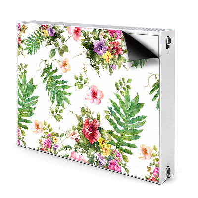 Dekoračný magnetický kryt na radiátor Tropické kvety a zelené listy