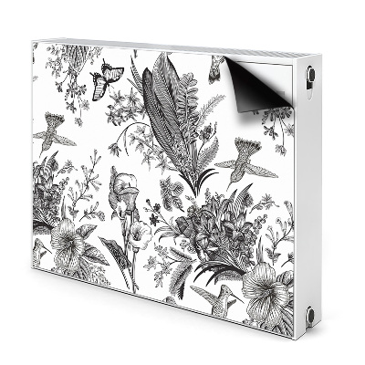 Dekoračný magnet na radiátor Kvetinový vzor s vtákmi a motýľmi