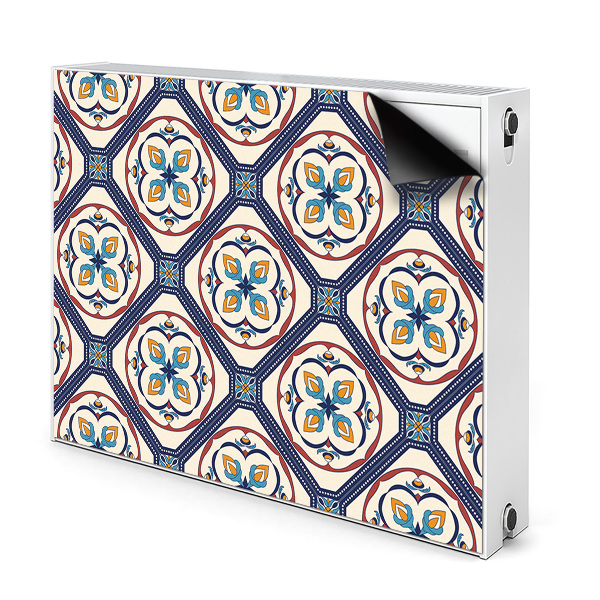 Dekoračný magnet na radiátor Kvetinový geometrický ornament s modrými prvkami