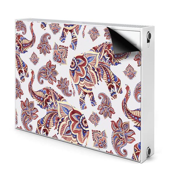 Dekoračný magnetický kryt na radiátor Sloni s paisley ornamentami