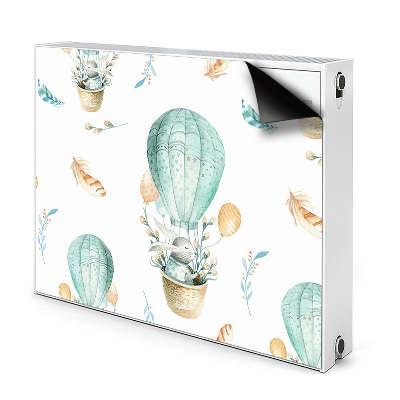 Dekoračný magnetický kryt na radiátor Balóny a pierka s králikom