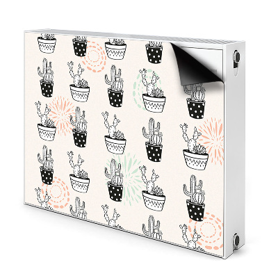 Dekoračný magnet na radiátor Kaktusy v kvetináčoch s bodkami
