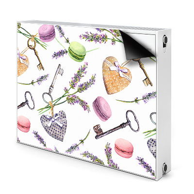 Dekoračný magnet na radiátor Kľúče, levanduľa a makrónky