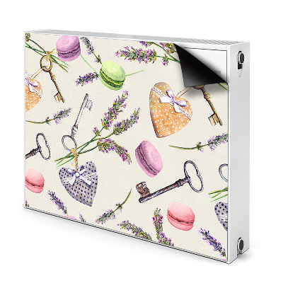 Dekoračný magnet na radiátor Kľúče, makrónky a levanduľa