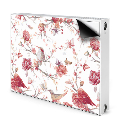 Dekoračný magnetický kryt na radiátor Vtáky a kvety na vetvách