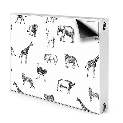 Dekoračný magnet na radiátor Čiernobiele divoké zvieratá na bielom