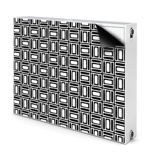 Dekoračný magnetický kryt na radiátor Čiernobiele geometrické opakujúce sa štvorce