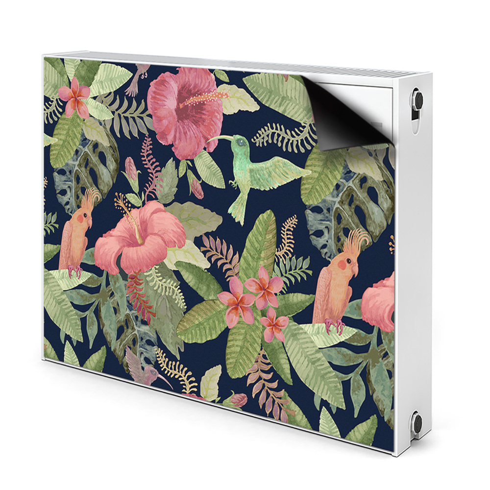 Dekoračný magnet na radiátor Tropické kvety a vtáky v džungli