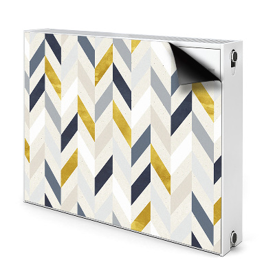 Dekoračný magnet na radiátor Chevron v odtieňoch modrej a zlatej