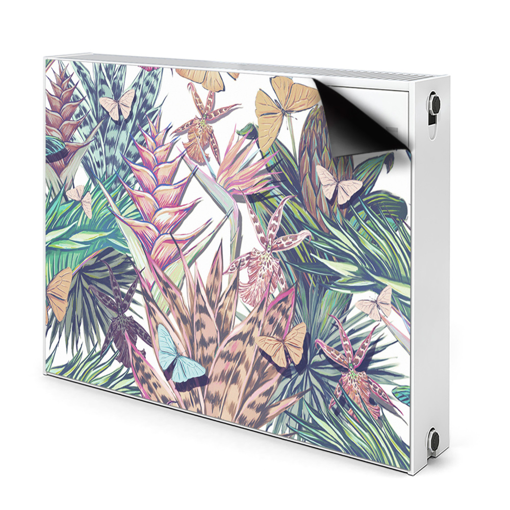 Dekoračný magnetický kryt na radiátor Tropické kvety a motýle