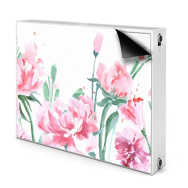 Dekoračný magnet na radiátor Akvarelové ružové pivonky a lístky