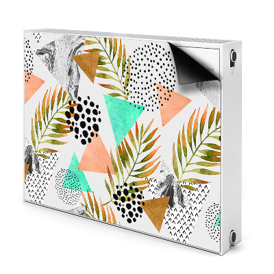 Dekoračný magnet na radiátor Abstraktné geometrické tvary a listy