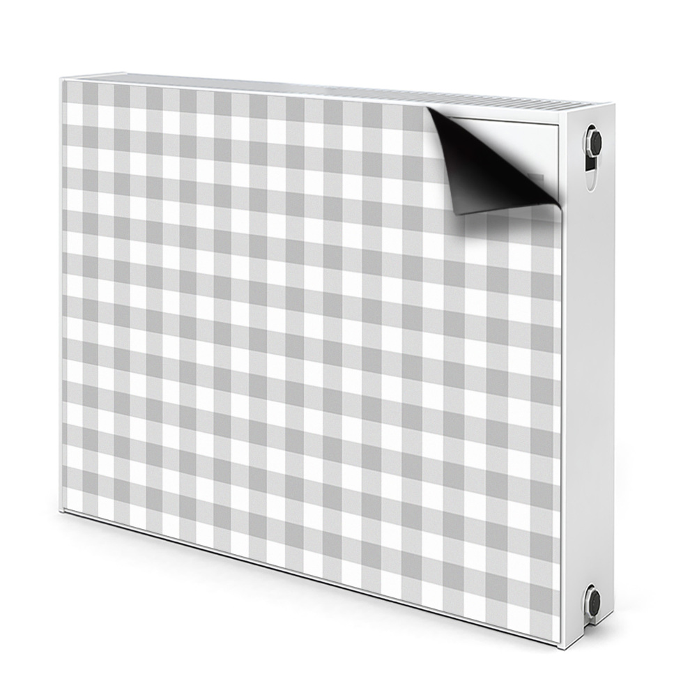 Dekoračný magnetický kryt na radiátor Šedobiely kockovaný gingham vzor