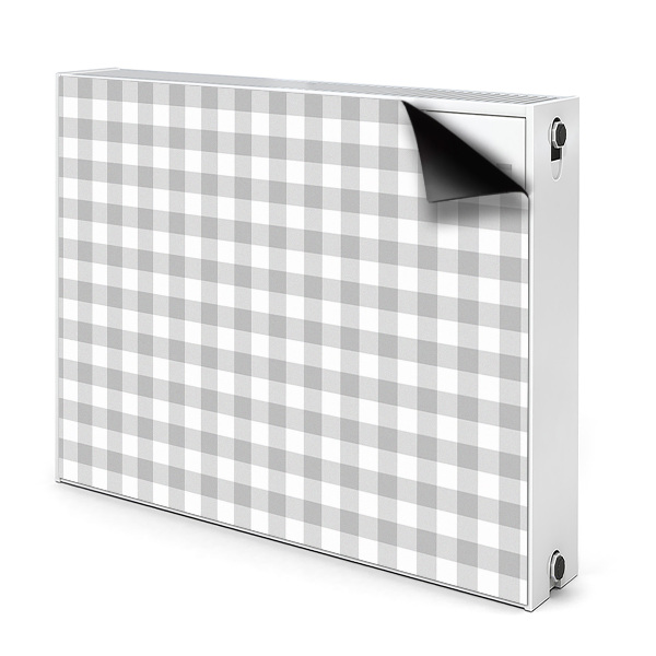 Dekoračný magnetický kryt na radiátor Šedobiely kockovaný gingham vzor