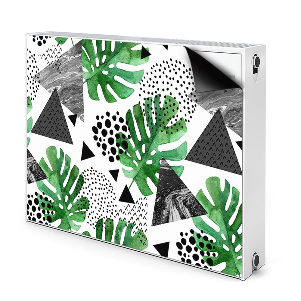 Dekoračný magnetický kryt na radiátor Tropické listy a geometrické tvary