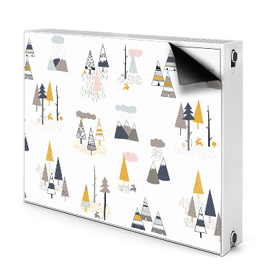 Dekoračný magnetický kryt na radiátor Lesné geometrické tvary a zvieratá