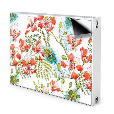 Dekoračný magnet na radiátor Kvetinový vzor s pávím perom