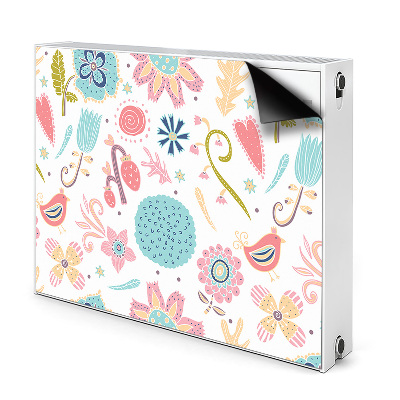 Dekoračný magnet na radiátor Farebný kvetinový a vtáčí motív