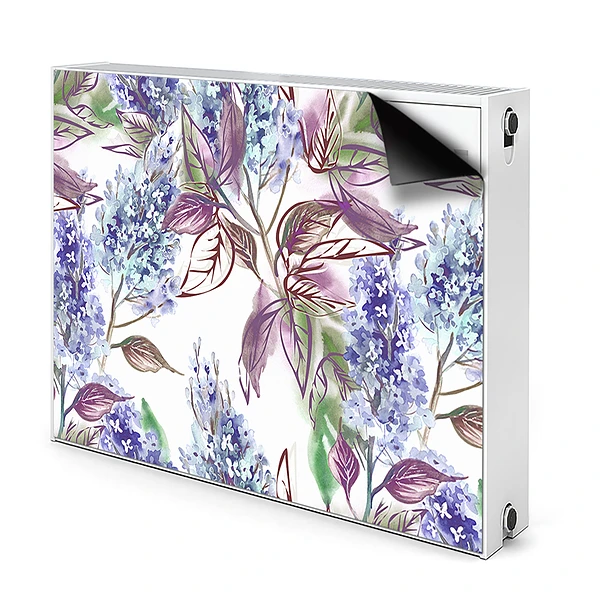 Dekoračný magnetický kryt na radiátor Akvarel fialové kvety a listy