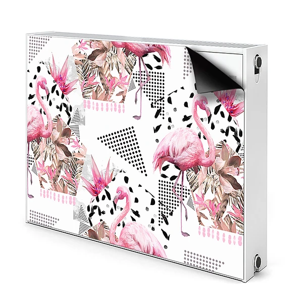 Dekoračný magnetický kryt na radiátor Flamingo a tropické geometrické tvary