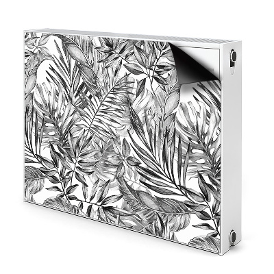 Dekoračný magnetický kryt na radiátor Čiernobiele tropické listy