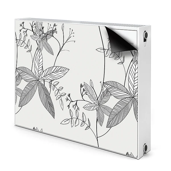Dekoračný magnetický kryt na radiátor Čiernobiele botanické listové kresby