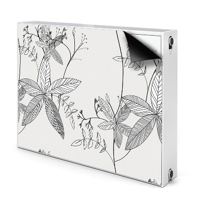 Dekoračný magnetický kryt na radiátor Čiernobiele botanické listové kresby