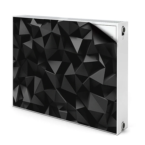 Dekoračný magnetický kryt na radiátor Geometrický čierny 3D polygonálny vzor