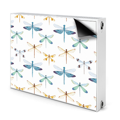 Dekoračný magnetický kryt na radiátor Vzor vážky v pastelových farbách