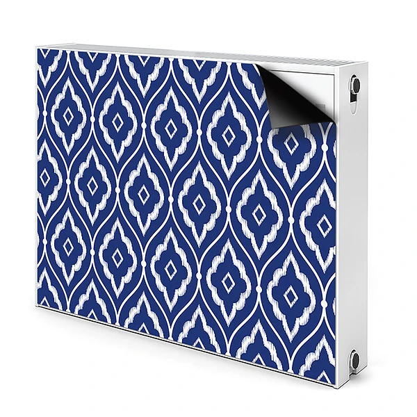Dekoračný magnet na radiátor Modro-biely geometrický ikat vzor