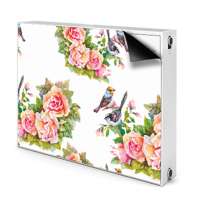 Dekoračný magnetický kryt na radiátor Kvety a vtáky v akvarelovom štýle