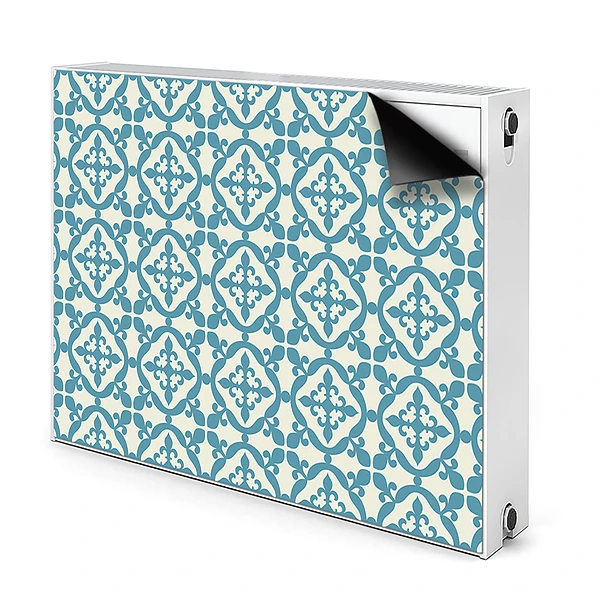 Dekoračný magnetický kryt na radiátor Modré geometrické kvetinové ornamenty
