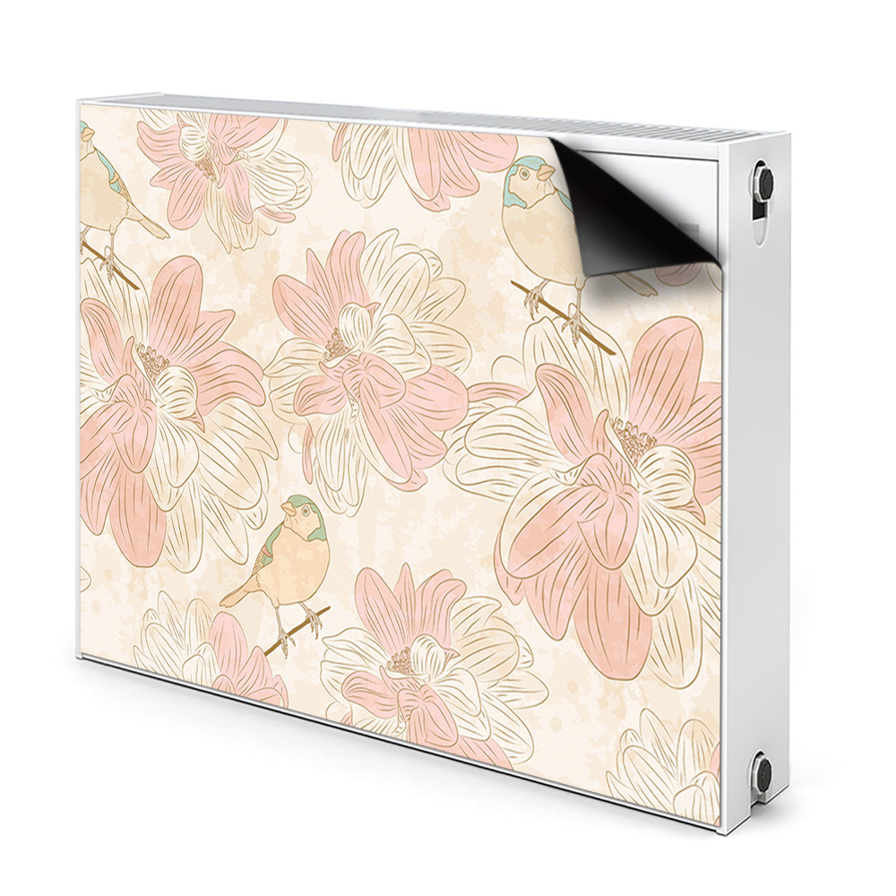 Dekoračný magnet na radiátor Kvetinový vzor s vtákmi