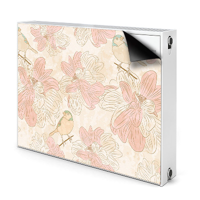 Dekoračný magnet na radiátor Kvetinový vzor s vtákmi