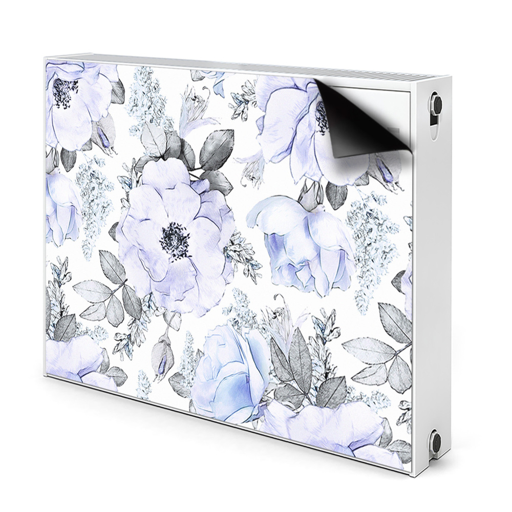 Dekoračný magnet na radiátor Modré a sivé kvetinové vzory