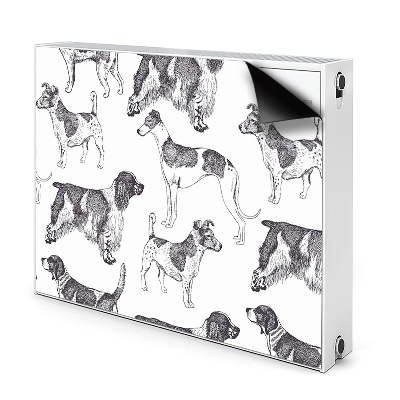 Dekoračný magnetický kryt na radiátor Kreslené siluety rôznych psích plemien