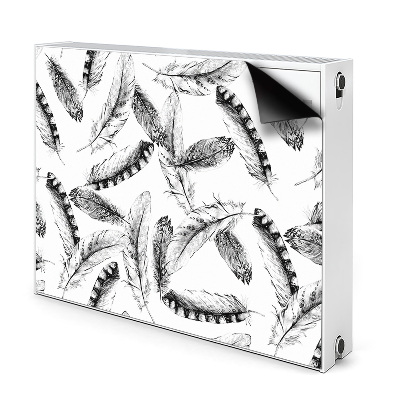 Dekoračný magnet na radiátor Čiernobiele perie v náhodnom rozložení