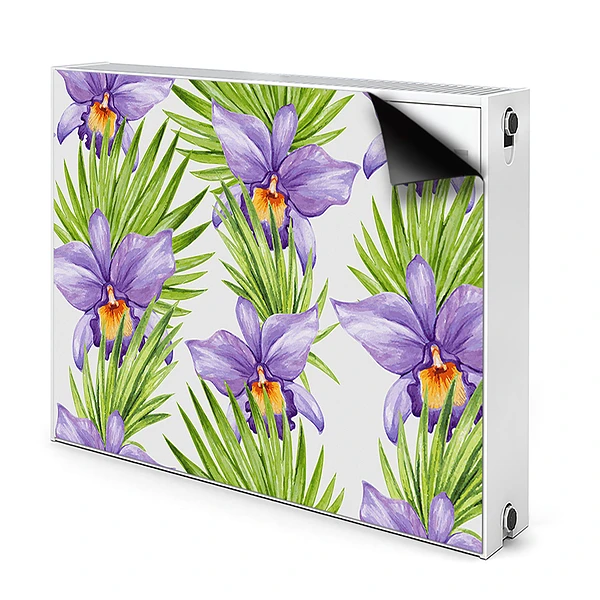 Dekoračný magnet na radiátor Fialové orchidey a zelené listy