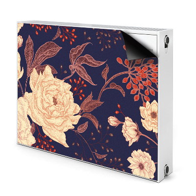 Dekoračný magnet na radiátor Kvetinový vzor s tmavomodrým pozadím