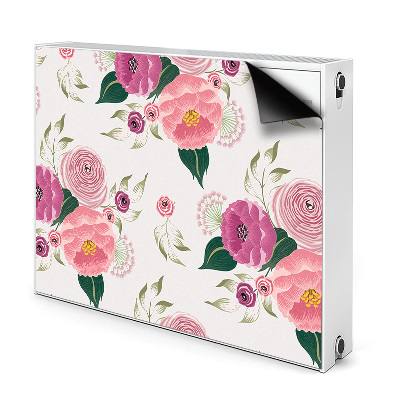 Dekoračný magnetický kryt na radiátor Ružové pivónie a zelené listy