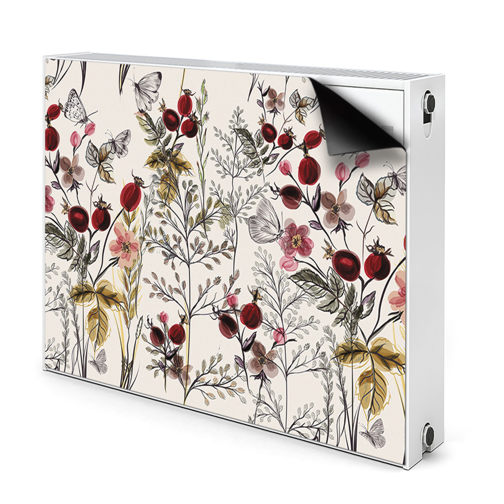 Dekoračný magnet na radiátor Kvetinový vzor s motýľmi a listami