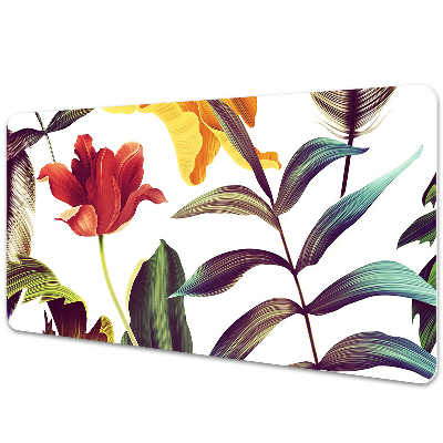 Veľká podložka na stôl Tropické farebné listy a kvety.