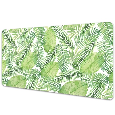 Podložka na písací stôl Zelené tropické listy akvarel.