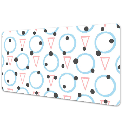 Podložka na písací stôl Modré kruhy a ružové trojuholníky.