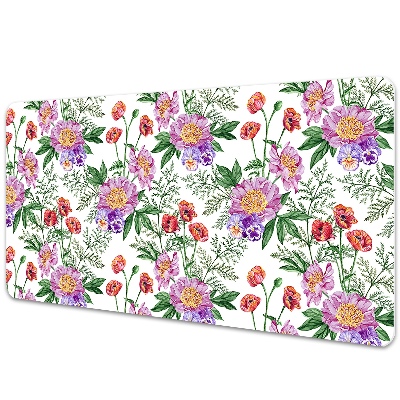 Veľká podložka na stôl Kvetinový vzor s pivóniami a makmi.