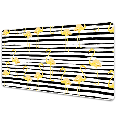 Veľká podložka na stôl Zlaté plameniaky na geometrickom pozadí