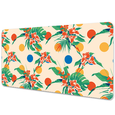 Podložka na stôl Tropické kvety a farebné kruhy.