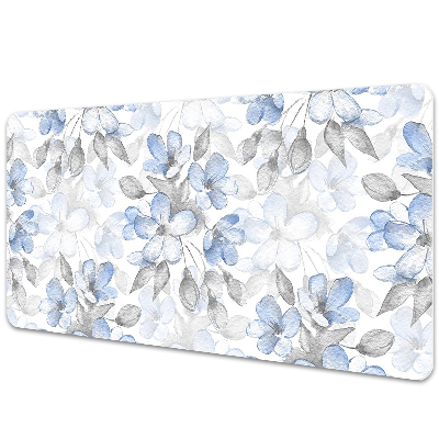 Podložka na písací stôl Modré a sivé akvarelové kvety.