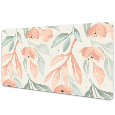 Veľká podložka na stôl Pastelové kvety a zelené listy.