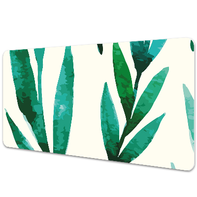 Veľká podložka na stôl Abstraktné zelené listy na bielej.